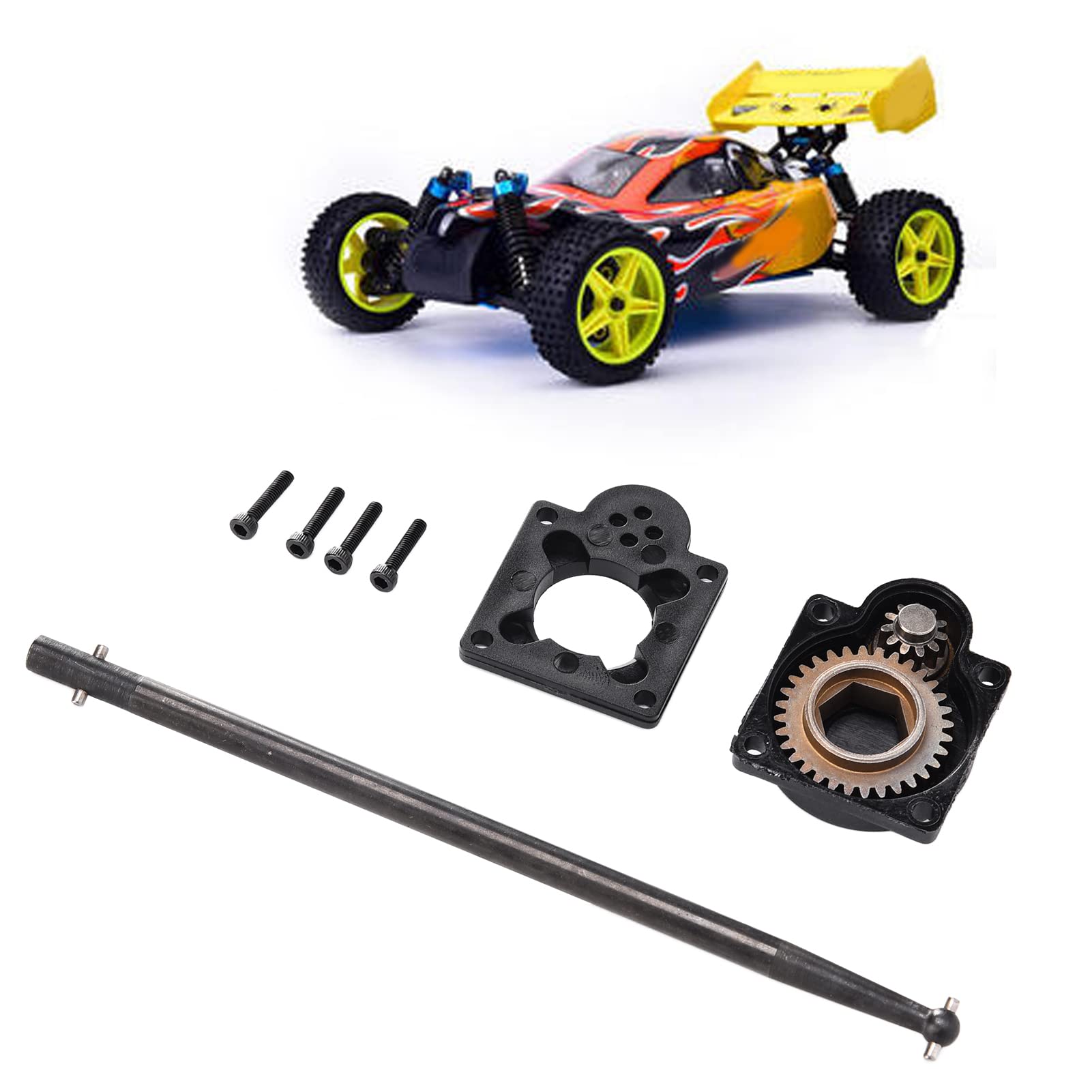 Dilwe Electric Starter Engine Backplate Rod Set, Electric Starter Rear Cover with Starter Rod for HSP 94122 94188 94166 Unlimited 1/10 RC Car