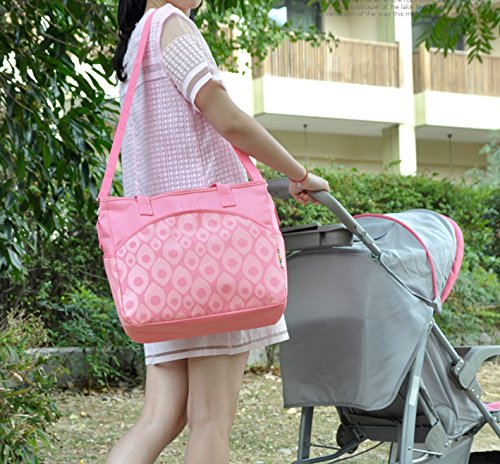 Ecokaki(TM) Baby Diaper Bag Multi-function Large Mummy Messenger shoulder Bag Diaper Tote Baby Bag, Pink