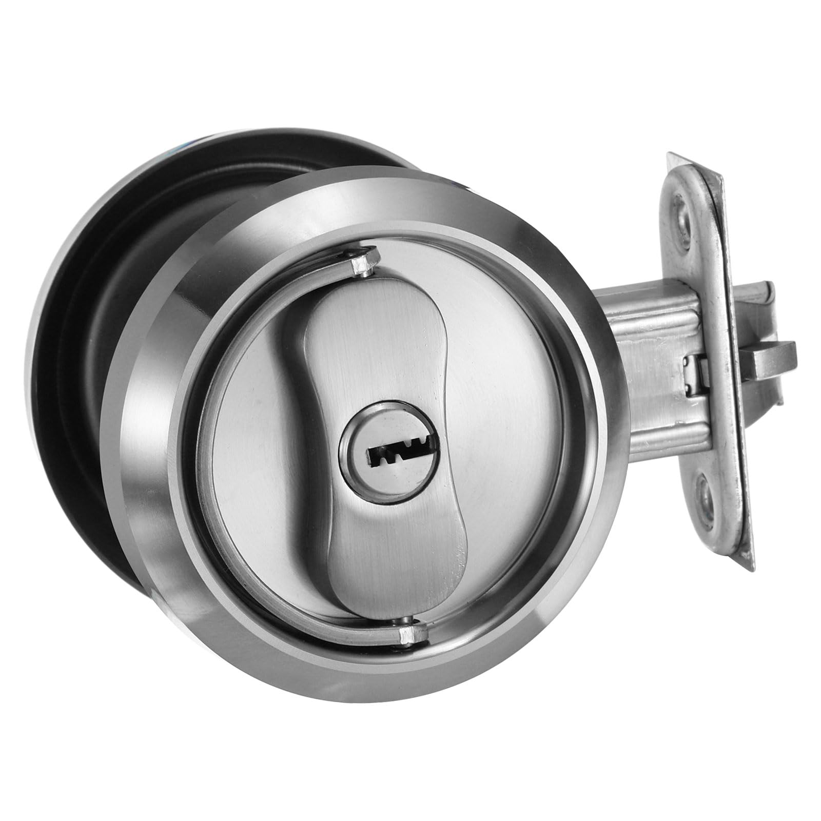 PATIKIL Stainless Steel Deadbolt Lock, Single Dead Bolt Locks Modern Round Dead Lock for Exterior Keyed Front Entry Door Pick Resistant Security, Silver