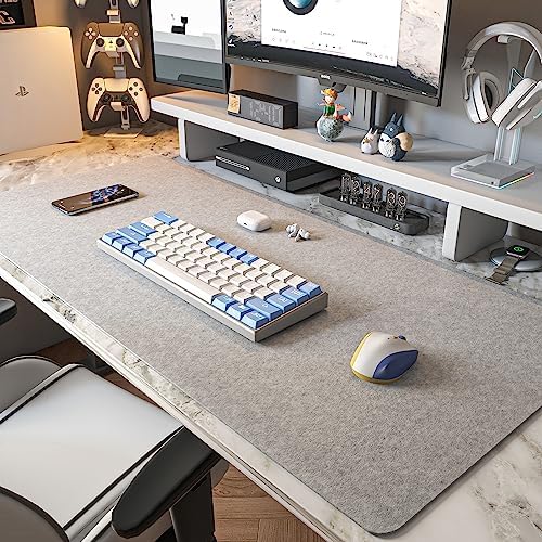 THMINS (100x40 cm) Non-Slip Felt Desk Pad, Extra Large Felt Mouse