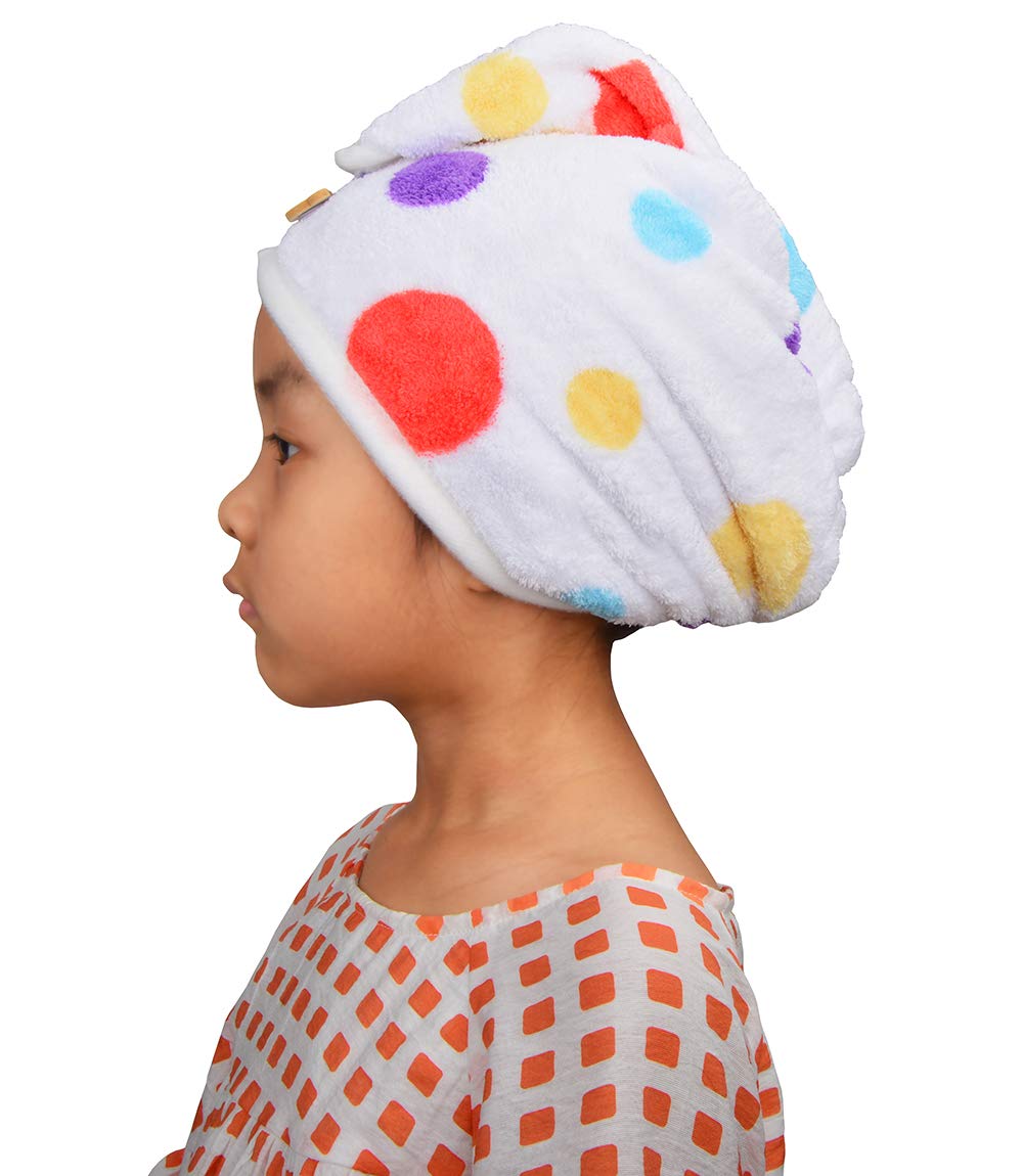 HOPESHINE Microfiber Hair Towel Wrap Small Size for Little Girl 3-Pack Super Absorbent Magic Instant Hair Drying Towels (StampR 3-Pack): Home & Kitchen