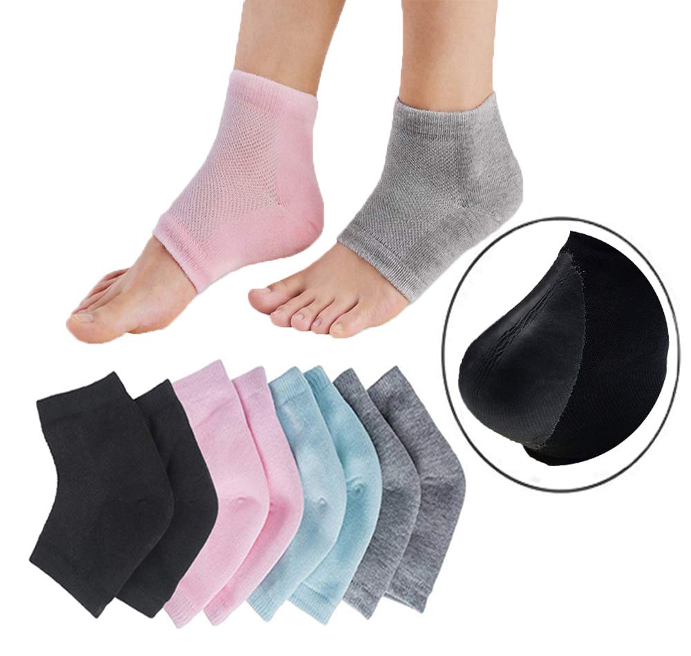 Moisturizing Gel Heel Socks 4 Pairs with Open Toe to Heal