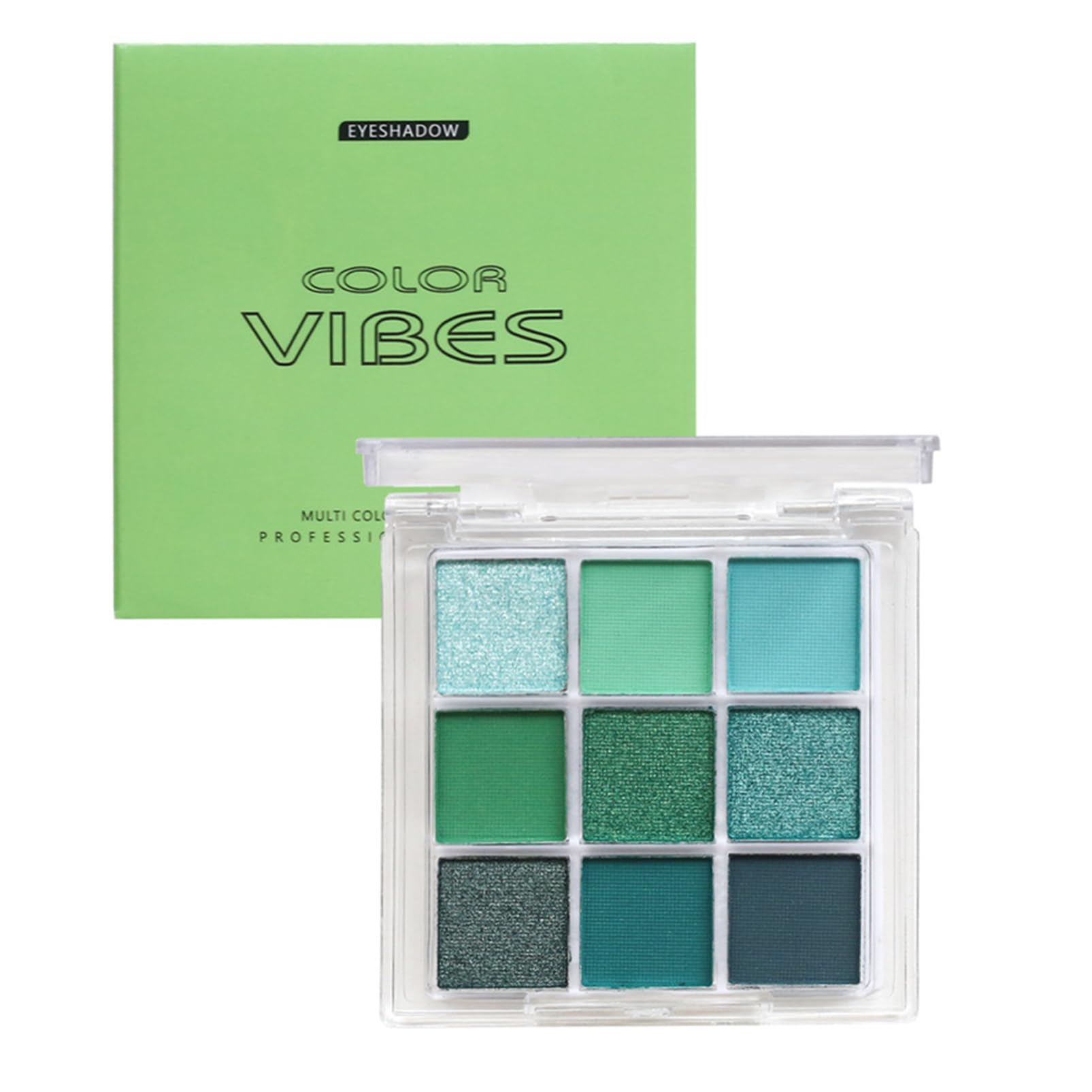 Matte Pearlescent Green Eyeshadow Palette 9 Eyeshadow Shades, Shimmering Makeup Set, Long Lasting Intense Colour, Gift for Girls, Women， Mixable Pressed Pigment Eyeshadows(Green)