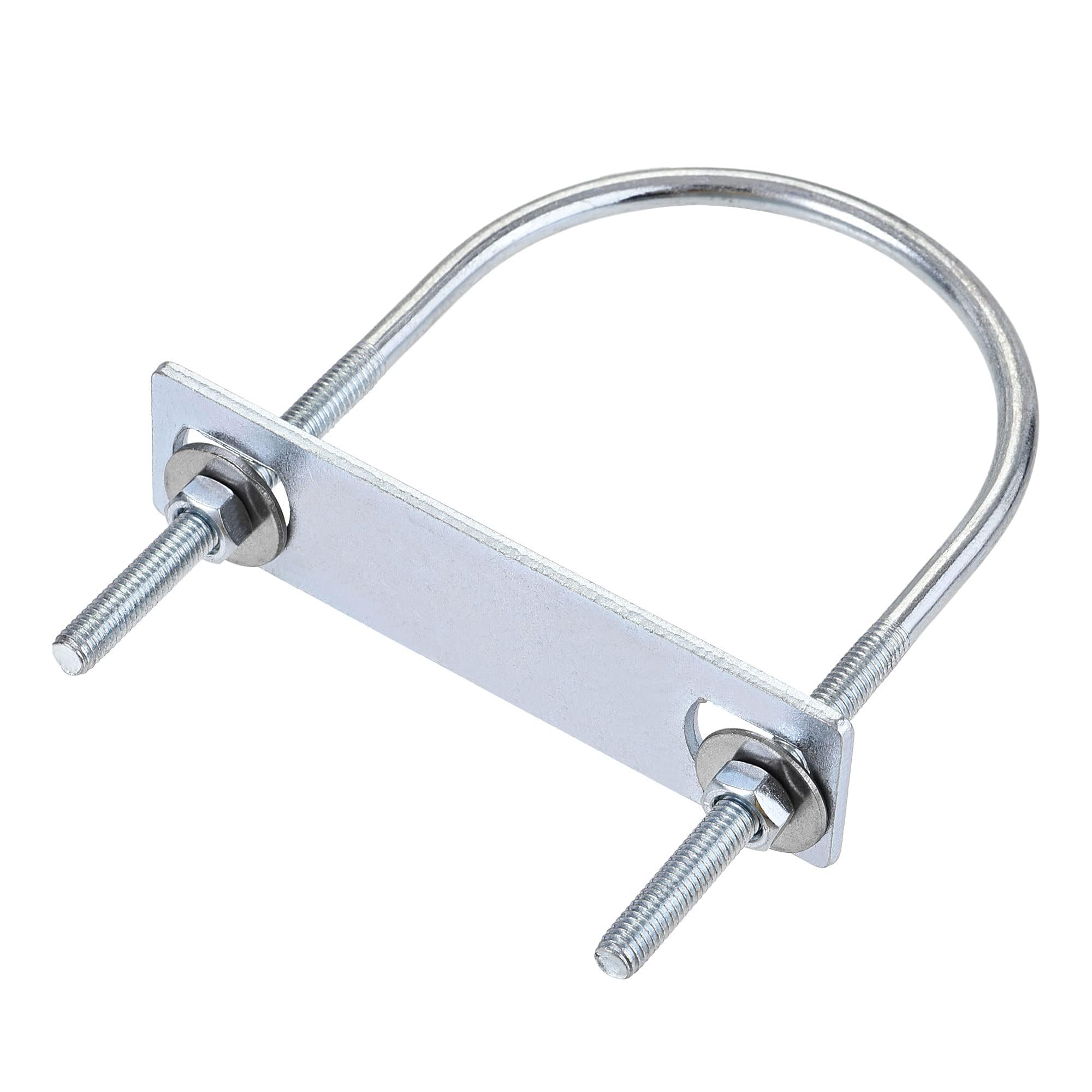 MACHSWON Round U-Bolt,2 Set Zinc Plated Alloy Steel M6 U Bolts 70mm(2.76") Inner Width 120mm Length with Nuts and Frame Plate for Automobiles Boat Trailer