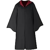 iMiibel Wizard Robe with Hooded, Black Wizard Cloak Costume for Adult and Teens, Halloween Costume for Men Women