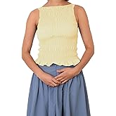Shirred Tank Top Women Smocked Ruffle Frill Sleeveless Y2k Halter Peplum Top Ruffled Going Out Tops Streetwear