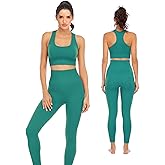 Workout Sets for Women 2 Piece High Waisted Seamless Leggings with Padded Stretchy Sports Bra Sets Gym Clothes
