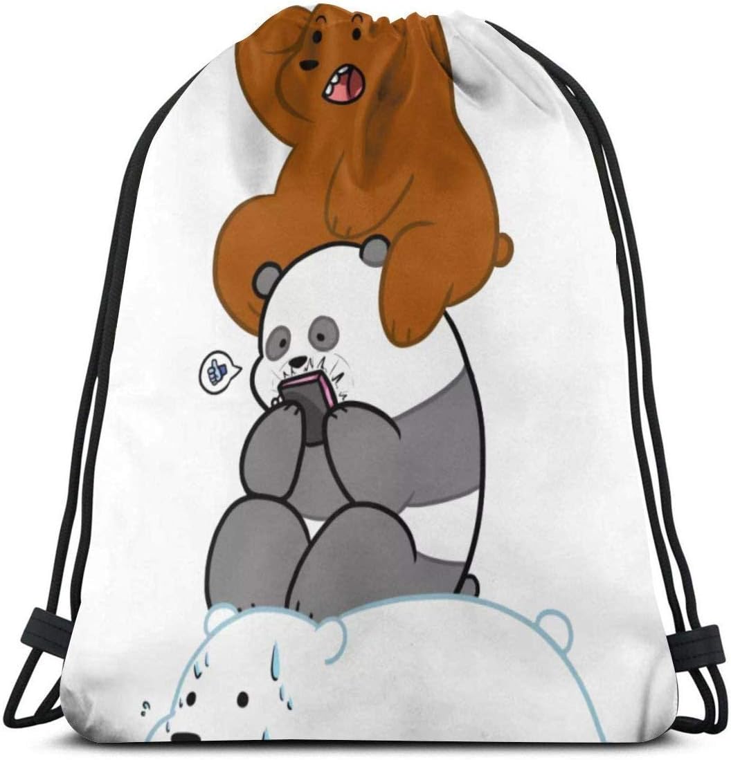 LoveBiuBiu We Bare Bears Animation 3D Print Drawstring Backpack Rucksack Shoulder Bags Gym Bag For Adult 16.9"X14"