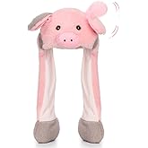 Deletoys Animal Plush Hat with Moving Jumping Ears Pop Up Beating Hat Plush Cosplay Dress Up Funny Gift for Kids Adult