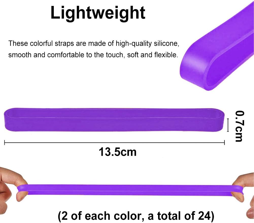 YUIP Silicone Rubber Bands Rubber Bands Rubber Bands Silicone Strap Planner Large Elastic Bands Durable Silicone Strap Silicone Strap 24 Pcs - Image 3