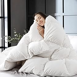 WhatsBedding White Feather Down Comforter Full