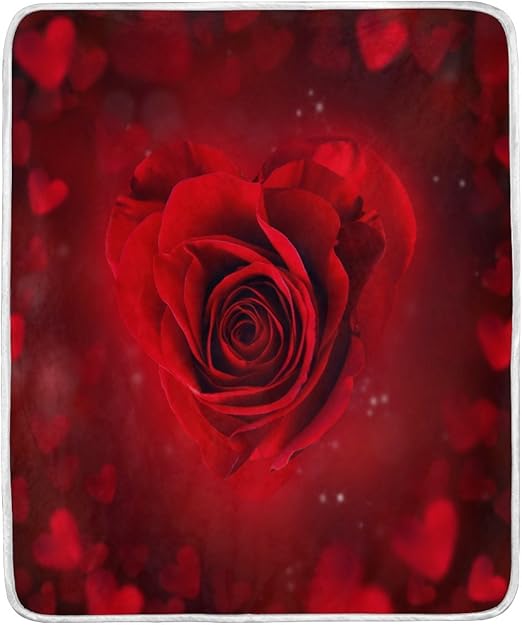 Amazon Com Alaza Romantic Red Rose In Heart Shape Blanket Soft