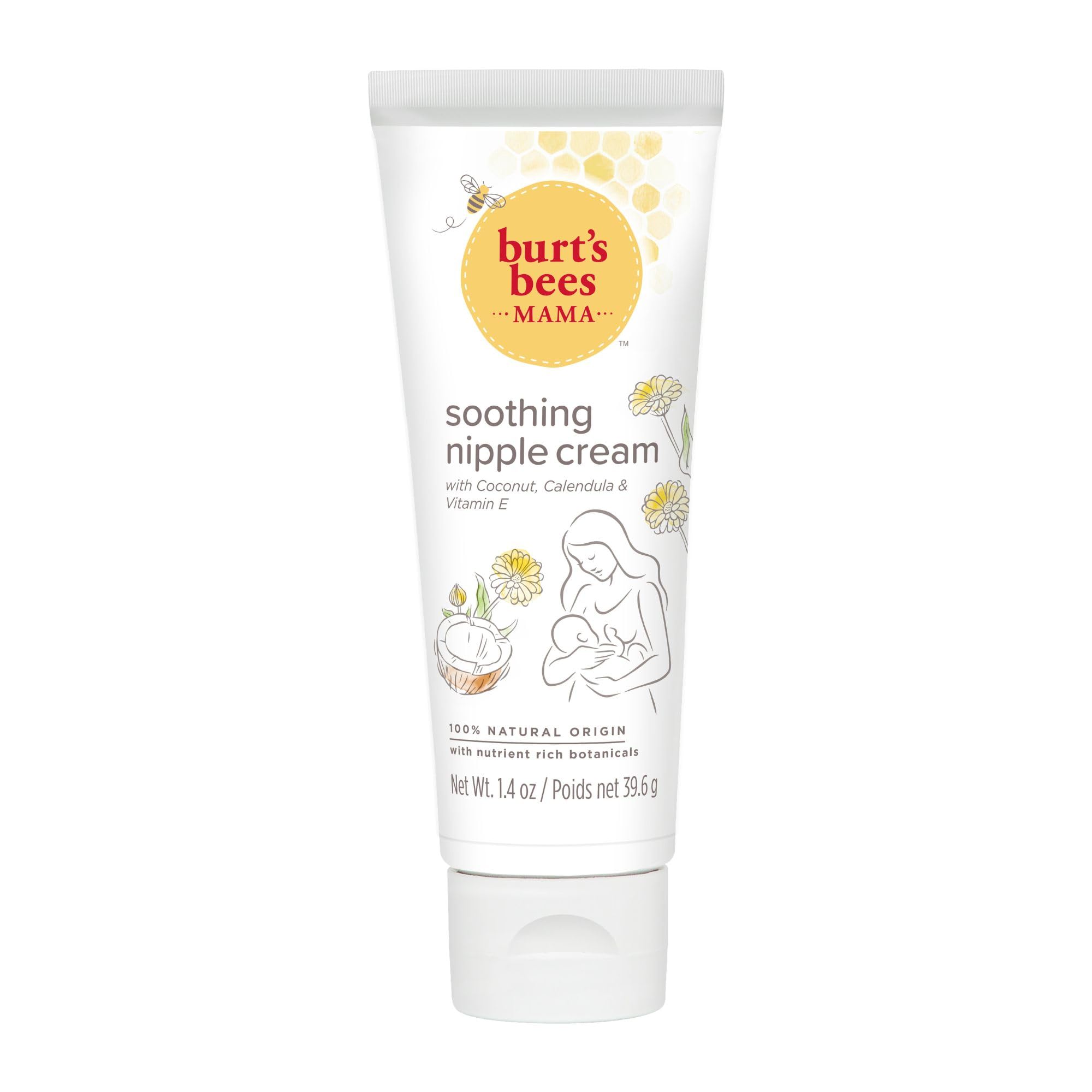 Burt's Bees Nipple Cream, Soothing Nipple Balm for Breastfeeding, For Sore Nipples & Cracked Skin, 39.6g
