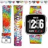 Maledan Compatible with Fitbit Versa Bands for Women, Small, Splash-Ink