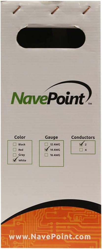 NavePoint 500ft in Wall Audio Speaker Cable Wire CL2 14/2 AWG Gauge 2 Conductor Bulk White: Electronics