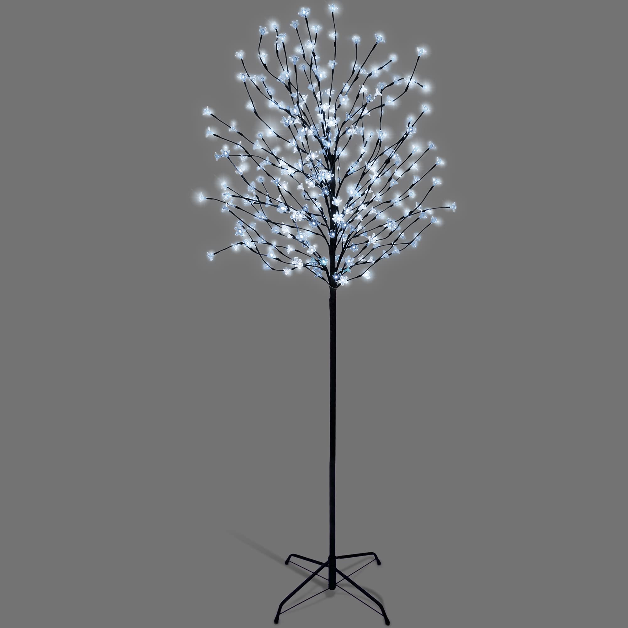 NETTA 5FT LED Cherry Blossom Tree, Pre-Lit 250 Lights, Auto-Off Timer and 8 Lighting Modes, 3M Power Cable, Suitable for Indoor and Outdoor Use - Cool White