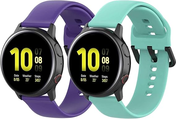Amazon Com Fit For Samsung Galaxy Watch Active 2 40mm 44mm Watch Bands 20mm Silicone Replacement Band Straps Wristbands Fit For Garmin Forerunner 245 Music For Women Men Green Purple Large