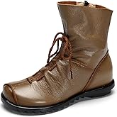 Clarsunny Women's Leather Casual Soft Flat Boots