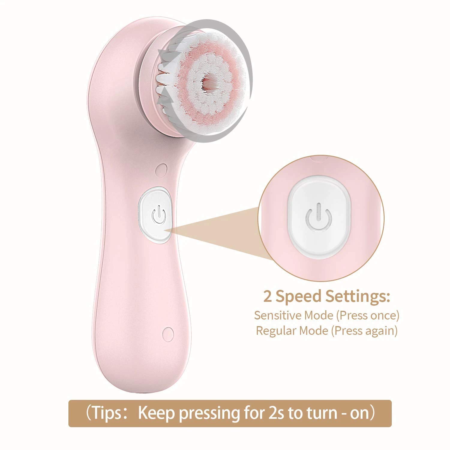 Liberex RF100 Facial Cleansing Brush - IPX7 Waterproof with 2 Brush Heads, USB Charging, Spin Face Brush for Deep Cleansing, Gentle Exfoliating and Massaging: Beauty