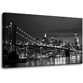 Pacimo Wall Art for Living Room Brooklyn Bridge Modern Wall Decor for Bedroom Office Decor New York Cityscape Painting Framed