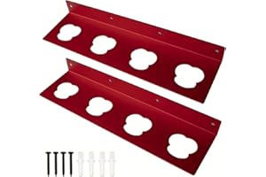 Metal Battery Holder for Milwaukee M12, Wall Mount Storage Rack, Red, 4-Battery Capacity with Mounting Screws, Tool Organizat
