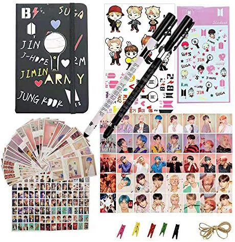 Bangtan Boy Gift Set,1 Box 360 Pcs Postcards Set,40 Pcs Map of The Soul Lomo Cards,1 Notebook,2 Tattoo sticker1 3D Cartoon Sticker