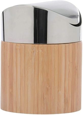 Amazon.com: Countertop Trash Can Natural Bamboo with Stainless Steel Swing Top (Cal-Mil): Office ...