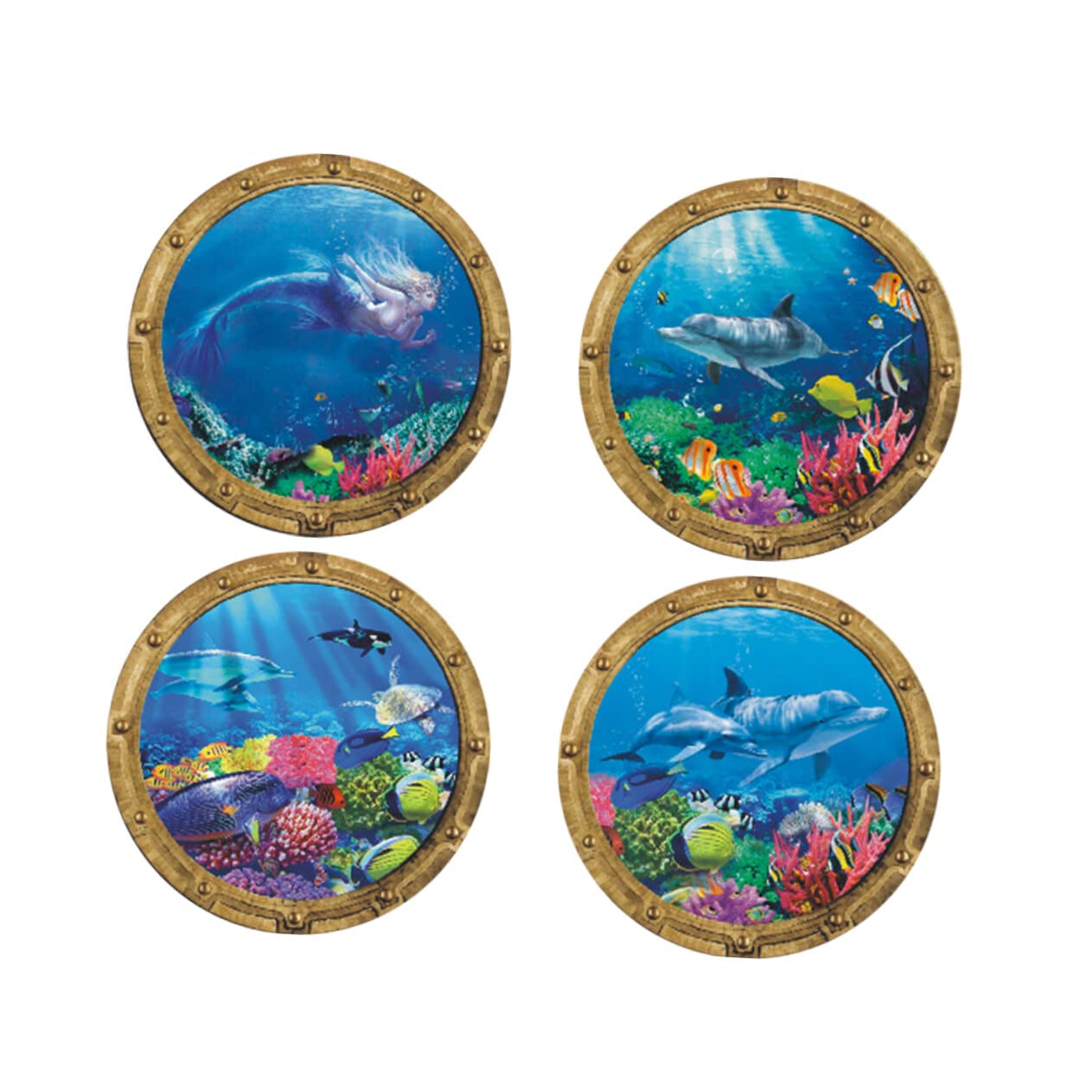 Homoyoyo Underwater World Wall Sticker Kids Bathtub Wall Stickers for Kids Ocean Decals Ocean Fish Decals Turtle Tub Decal Sea Life s 3D Animal 4pcs