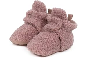 Robeez Baby Girls and Boys Crib Fleece Sherpa Snap Booties with Slip-Resistant Soles for Infant and Toddler, 0-18 Months