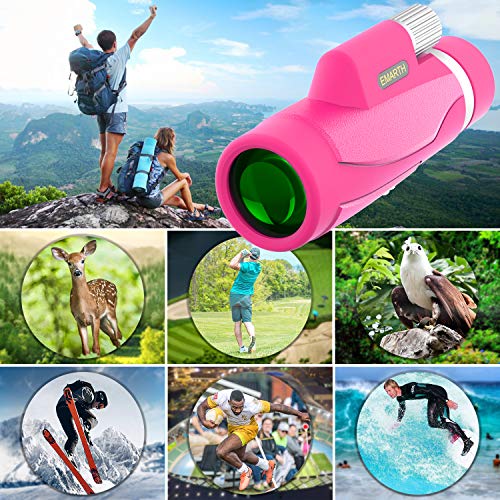Emarth Hawkeye Monocular 8x42 High Power Bak4 FMC Compact Telescope for Hunting Boating Wildlife Pink