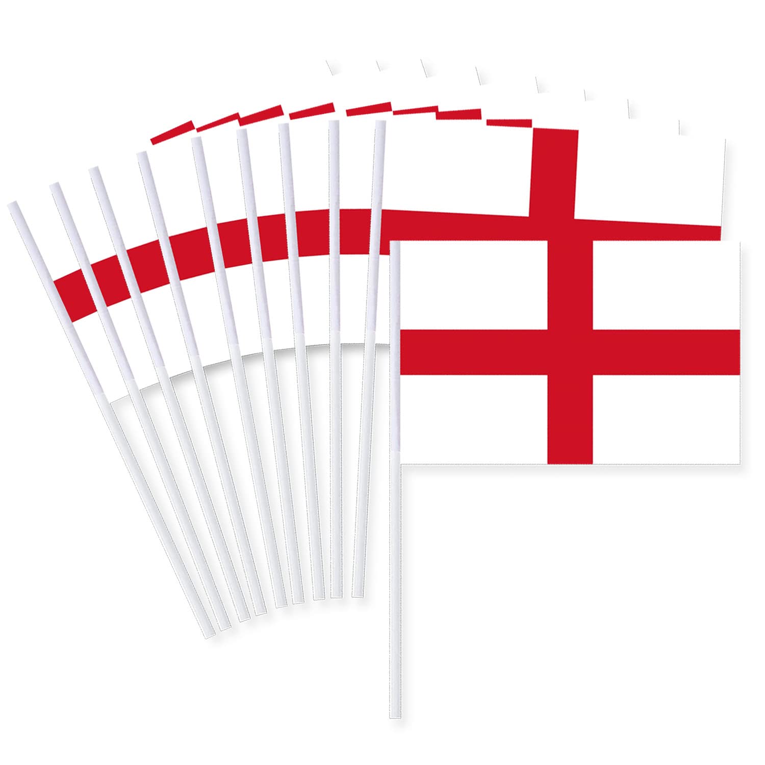 AKH® England Hand Flags | Pack of 10 | Hand Held Flag England Flags | 30cm x 20cm St George Cross Small Flags | England Flags for St George's Day Celebrations World Cup Football Party Decorations