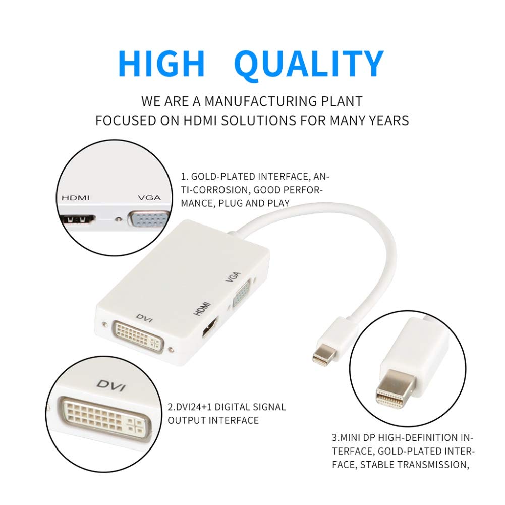 High Tech Adaptateurs Dvi Hdmi 3 In 1 Mini Displayport Thunderbolt To Dvi Vga Hdmi Tv Adapter Cable For Apple Imac And Macbook Surface Book Surface Pro 3 4 Thinkpad X1