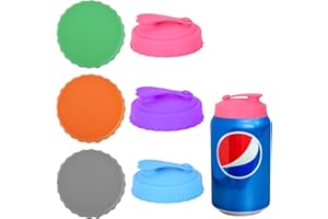Silicone Pop Can Lid 6 Pack, Reusable Leak Proof Pop Soda Beer Covers, Dustproof Drink Protectors for Standard Beverage Cans,