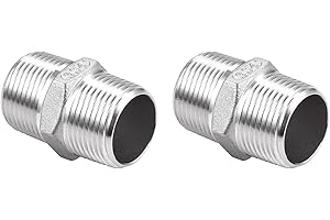 Carvedexquisitely Stainless Steel Nipple Pipe Fittings, NPT Threaded Pipe Fitting 1" Male x 1" Male (Pack of 2)