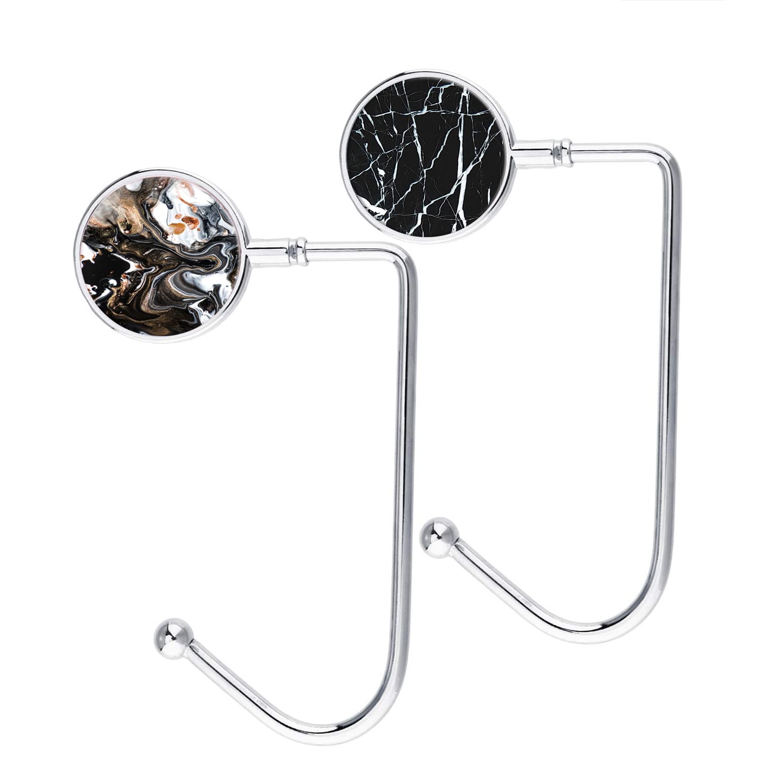 Photo 1 of LESHIRY Purse Hook Hanger, Purse Table Hook Holder Bag Hanger, Handbag Storage Decor Table Hook for Women (2pack hook black marble)