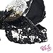 JoJo Siwa Signature Collection Hair Bow with Two-Way Sequins - Black/Silver - Sticker Patch Set Included