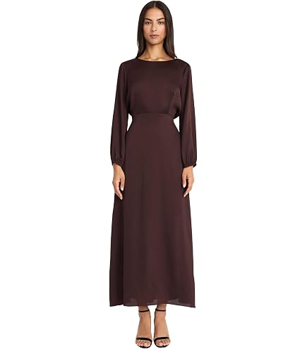 Donna Morgan Women's Dresses Long Sleeve Midi Wrap Dress - Bridal Shower or Wedding Guest Dress