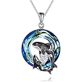 POPLYKE Mam Daughter Heart CZ Necklace Sterling Silver Ocean Jewelry for Women Gifts for Mother Daughter Mothers Day