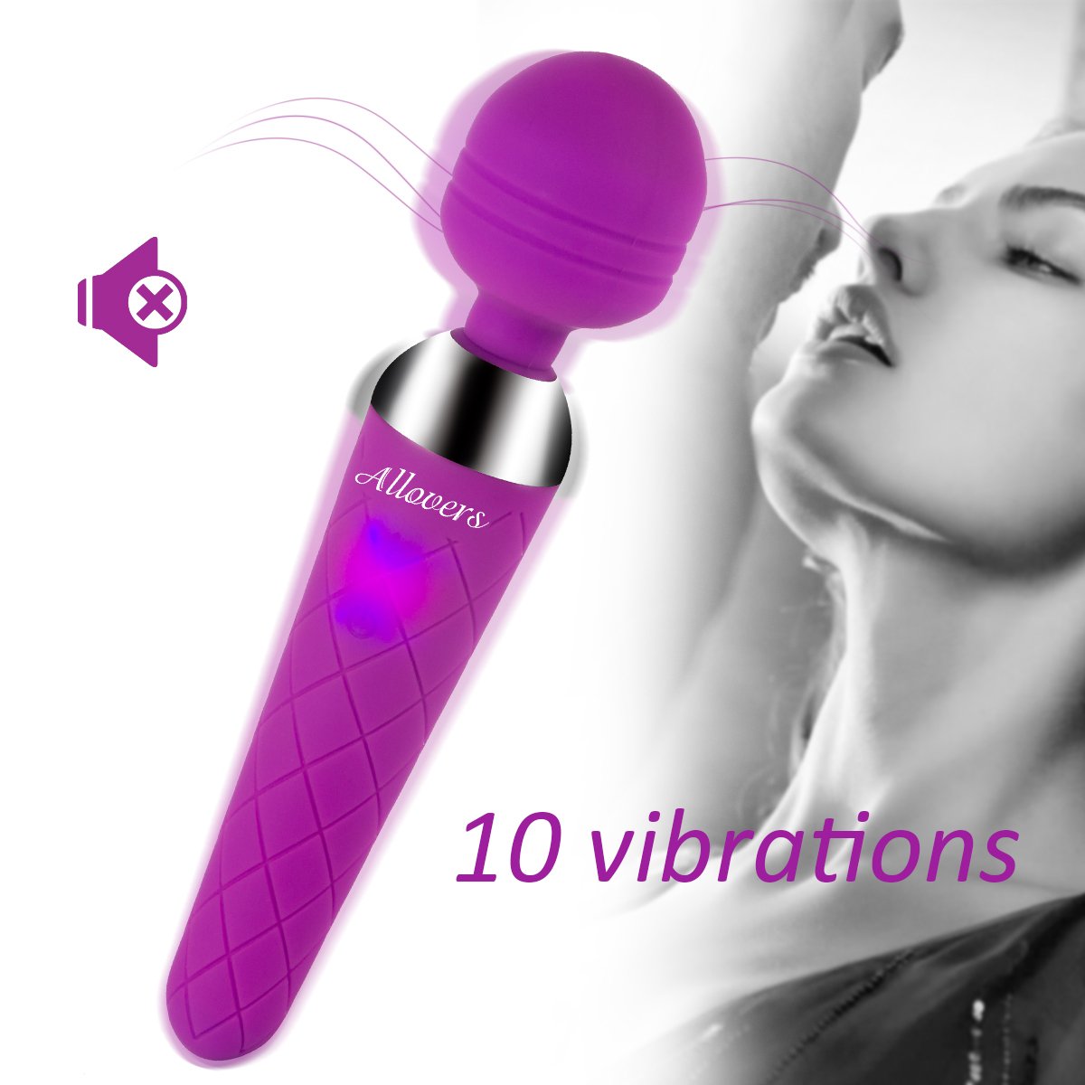 Rechargerable Wand Massager For Women Cordless Electric Handheld Vibrator Waterproof Body Wand with 10 Powerful Speeds