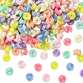 SUNNYCLUE 1 Box 200Pcs Wave Beads Acrylic Spacer Beads Bulk Plastic Colorful Opaque Small Wavy Random AB Colors Cute Loose Spacers for Jewelry Making Bracelet Necklace DIY Crafts Accessories Keychain
