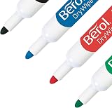 Berol Dry Wipe Whiteboard Marker Pens Bullet Tip 4 Count Black Blue Red Green view 4