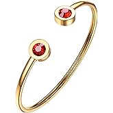 PROSTEEL Stainless Steel Birthstone Bracelet Jan - Dec Birthday,Jewelry for Women,2 Choices of Length, fit Wrist from 5.1''-7.6'' in Circumference, Come with Box