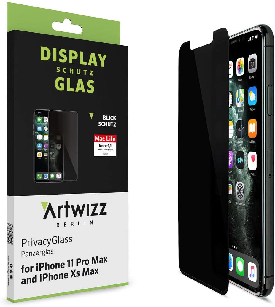 Artwizz PrivacyGlass for iPhone XS Max - Full Screen Protector Glass, Color: Clear, transparent