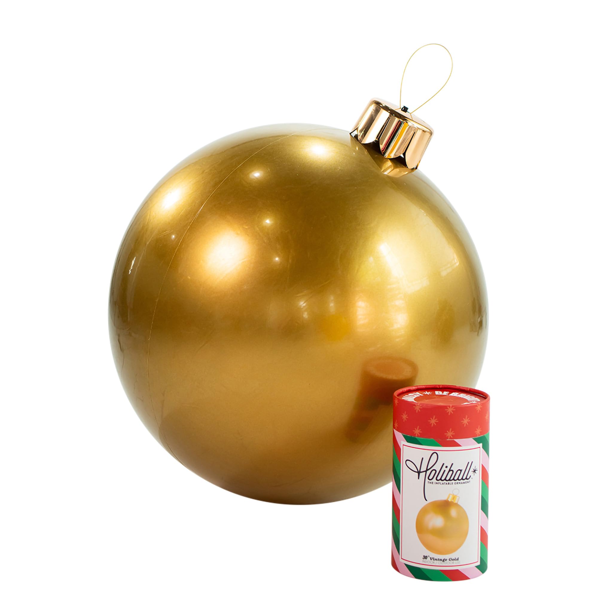 Photo 1 of Holiball Inflatable Holiday Ornament – Ultimate Indoor/Outdoor Decoration – Reusable and Storage Friendly – for Weddings, Parties, Events, Team Colors – 30" – Vintage Gold