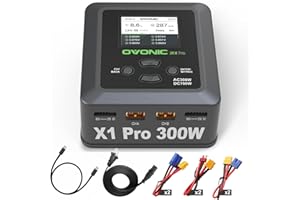 OVONIC X1 Pro Dual RC Lipo Battery Balance Charger for 1s 2s 3s 4s 5s 6s Lipo Batteries, Life/NiCd/NiMH/LiHV Batteries - AC 300W / DC 700W 16A Smart Fast Charging, with Sync Charging Mode