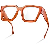livho Oversized Eyewear Frame for Woman and Men - Rectangle Fashion Glasses for Computer, Chic Preppy Frame