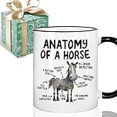 Puouoonyi Anatomy of a Horse Funny Horse Gifts for Women Men, Horses Lover Coffee Cup, Cute Cartoon Sarcastic Meme Graphic Birthday Christmas Gift for Dad Mom Coworkers Boss Friends