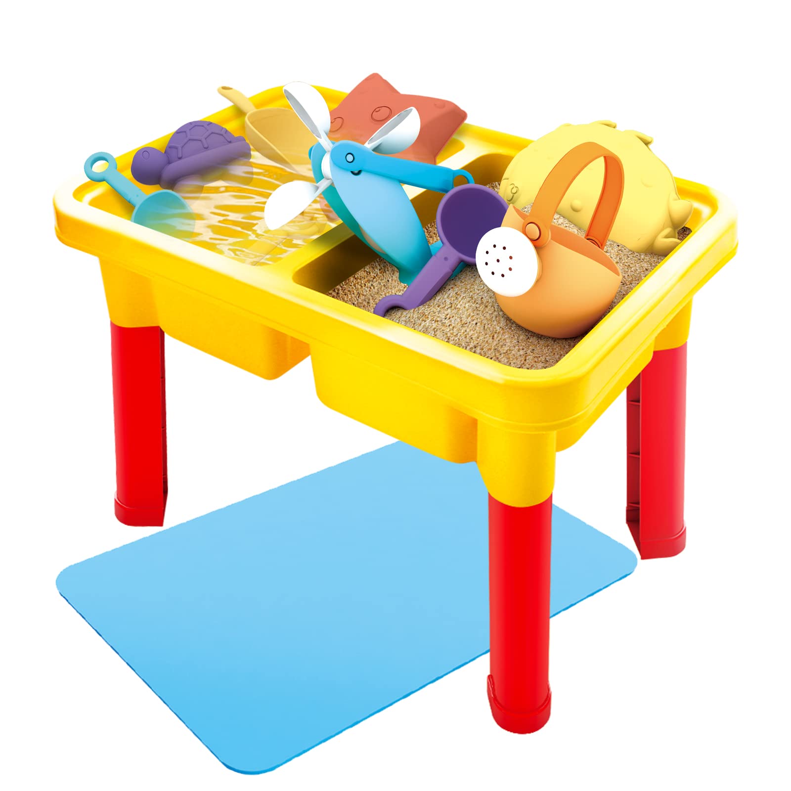 SOWOW Sand and Water Table for Toddlers 3in1 Indoor & Outdoor Sensory Bin for Kids Portable Baby Table with Cover and Toddler Beach Toys