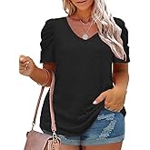 Sheslily Plus-Size Tops for Women Short Sleeve T Shirts V Neck Tunic Tees XL-5XL
