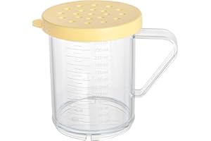 Restaurantware Spice Shaker 1 Count Plastic Shaker, Durable Seasoning Dredge with Yellow Coarse Lid, Clear Shaker for Commerc